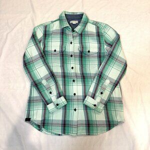 Outerknown Women's Blanket Shirt Plaid Green Button Down Size XS Cabin Country